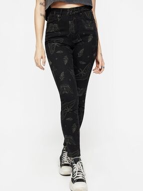 Callopistria Moth Print Denim Jeans From Disturbia